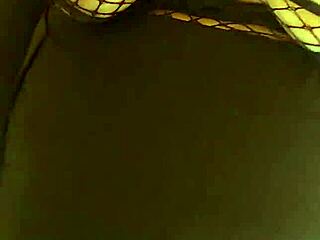 Chubby wife whore shows huge natural tits in fishnet bra