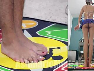 braless brunette dances upskirt flashing hairy pussy and small tits