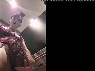 asian sissy crossdresses lingerie flashes in public toilet bbc tribute