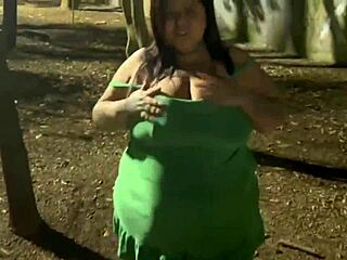 mamei teases huge tits before public rimjob in forest