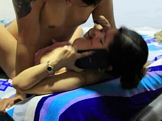 big titted latina babe fucked outdoors on phone call