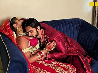 Newlywed Indian bride goes wild on her first passionate wedding night fuck