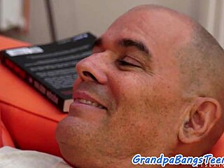 i ride this senior's cock with my small tits bouncing close-up