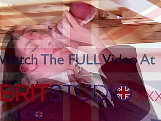 Naughty Brunette Ellie Milks Thick Cock at Table with Uniform Lingerie and Cumshot