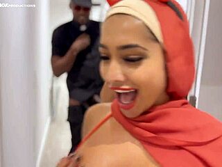 Halloween Horny Hijabis Ride Monster Cocks in Rough Threesome Orgy