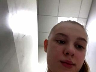 Gym blonde bounces big natural tits hardcore