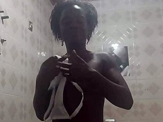 Crazy bitch showers with dildos before anal pounding!