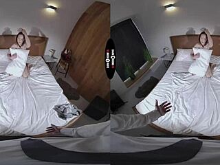 Brunette Shaved Tits Handjob and Pussy in Dark VR Room