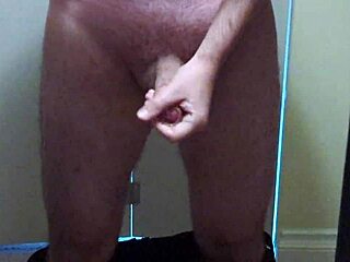 stroking monster cock to huge cumshot before bed