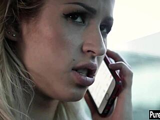 Blonde teen 18+ rides big black cock wildly