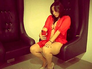 Latina In Red Lingerie Teases Sensual Curves
