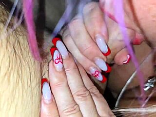 Chubby mature's fat ass fingered in panties closeup