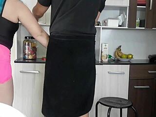 hot girl fucking boy in kitchen passionately