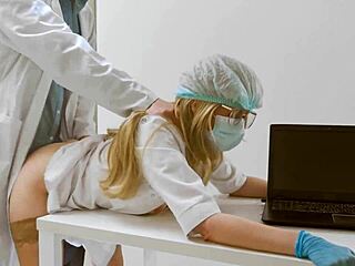 naughty nurse fucked hard on doctors desk sloppy creampie