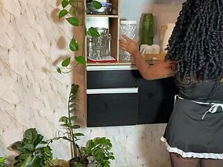 black maid takes monster cock creampie from young stud