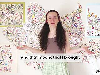 Girlfriend's pierced nipples sticker fetish teases solo play