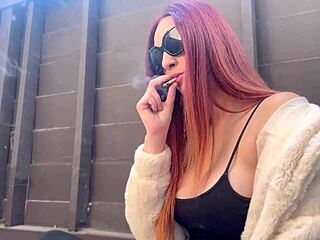 european milf artemisia love smokes solo with big tits outdoors