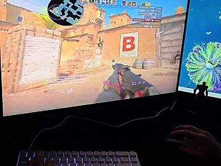 my big titted latina girlfriend surprises me mid-game with wild creampie ride