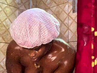 Ebony's ripped clothes drip in public golden shower