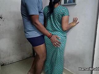 hot indian wife enjoys intimate moments in sexy gown