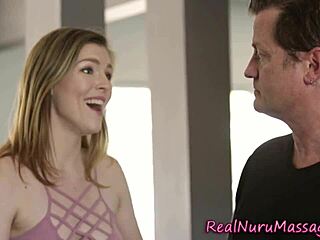 Fetish Nuru Masseuse Gulps Handjob Cumshot Load