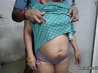 hot indian wife enjoys intimate moments in sexy gown