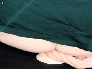 trans woman bounces wildly on thick dildo toy