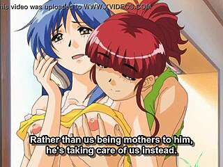 Anime lesbians toy pussies wildly during steamy phone call