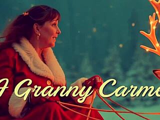 granny carmen claus sucks cock in classic christmas cosplay