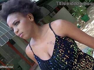 Busty ebony milf's tight pussy pounded rough by big cock producer