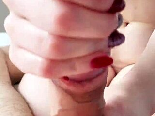 hot amateur couple's pov handjob ends in huge cumshot