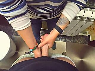 stranger fills my panties with cum in restaurant toilet again