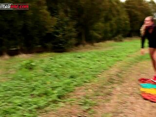 Voyeur spies outdoor foot worship turning into facesitting