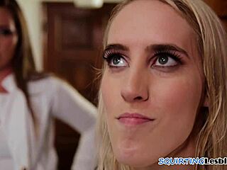 bold babe squirts wildly from erotic lesbian pussy licking action