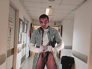 i stroke my huge 18cm cock hospital solo till explosive cum