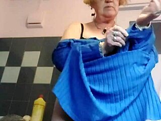 Grandma stuffs her hairy pussy deep with a fresh cucumber now