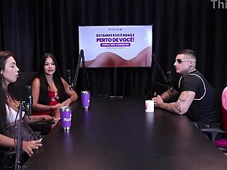 Two brunettes strip him after he shares oral tips from shoots—kylian cria sheer red!