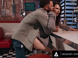 sneaky diner sex tempts liz jordan to swallow date's deepthroat cock