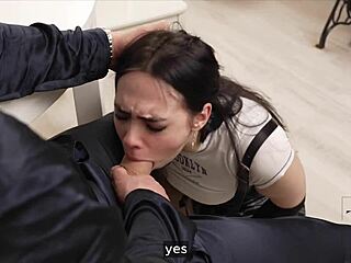 cheeky tattooed brunette pays debt with sloppy deepthroat facefuck 4k