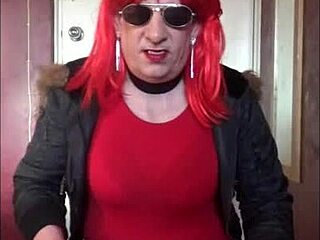 Shy crossdresser craves swallowing another man's pee outdoors