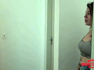 two horny friends devour hot babe after shower spying