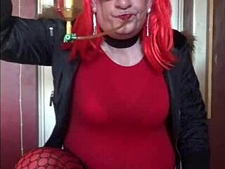 Shy crossdresser craves swallowing another man's pee outdoors