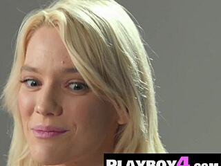 Sexy blonde milf strips rips clothes masturbates big fake tits