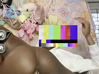 casual couch pounding with petite ebony on big black cock