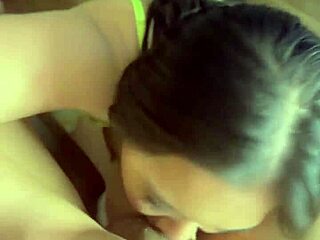 lingerie asian slut worships huge cock sloppy deepthroat cum gulp pov?