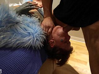 stepsis smokes then gets throat fucked hard by bro till cumshot