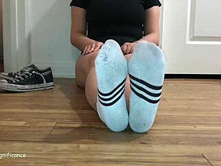 sorority girls flaunt sexy wrinkled soles in dirty double socks fetish