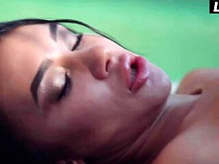 Horny tattooed teen licks bff's pussy poolside